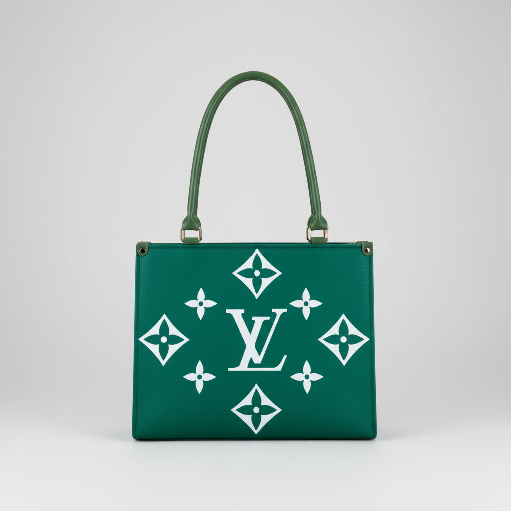 Red Monogram Square Tote Bag (13.5” Width × 11” Height)