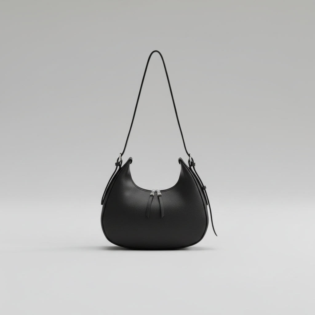 Blush Pink Crescent Shoulder Bag (Minimalist Zip Design)