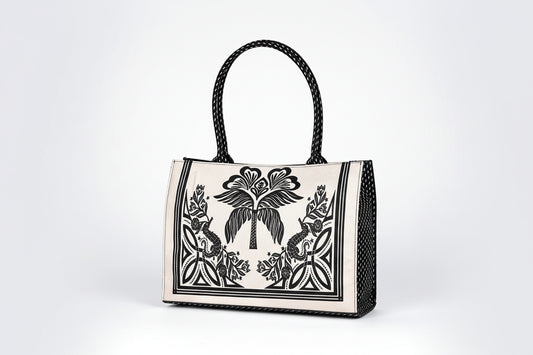 Black & White Printed Canvas Tote Bag
