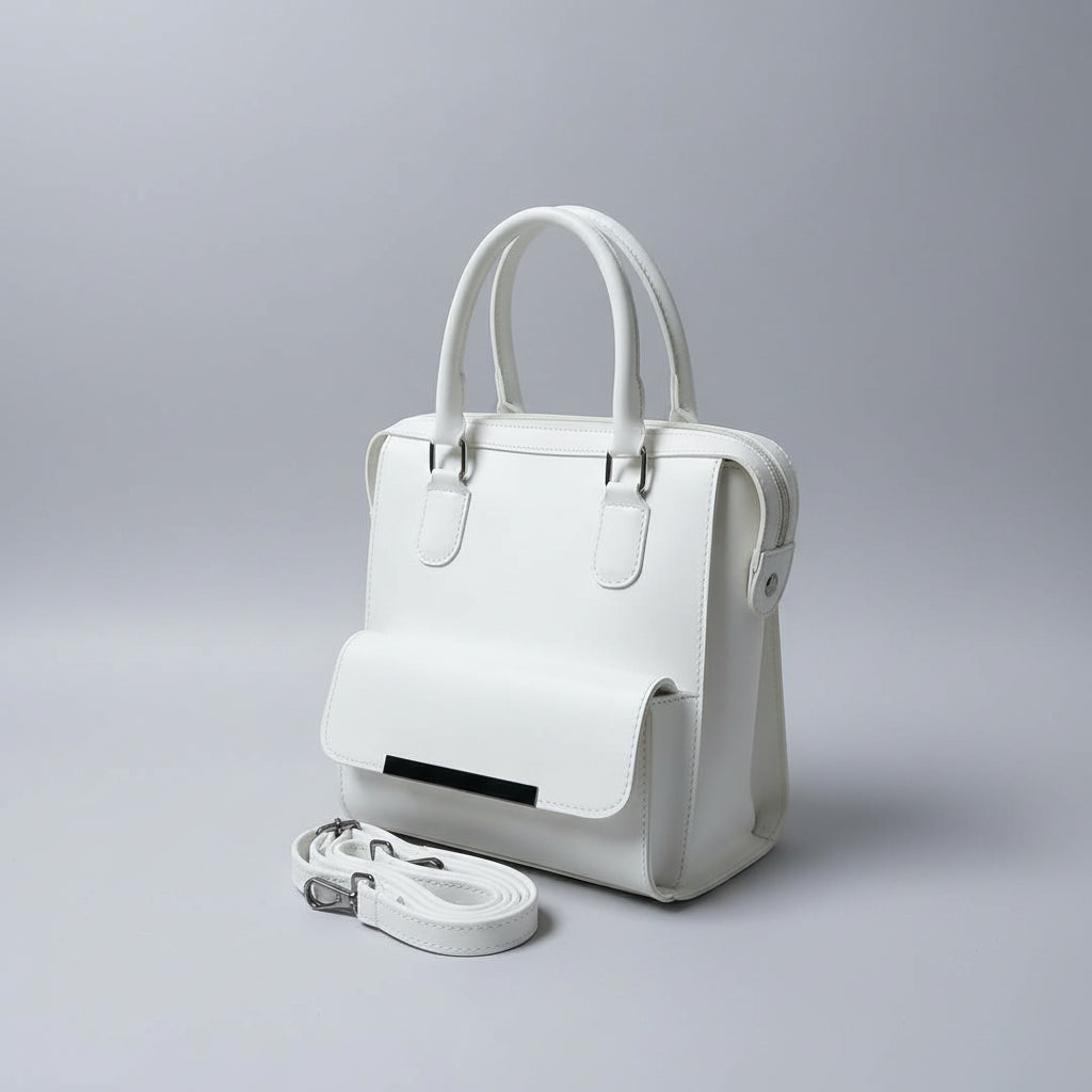 Beige 2-Piece Satchel Set (Handbag + Matching Wallet) with Detachable Strap