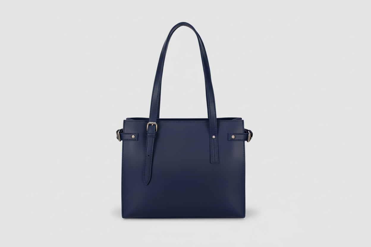 Classic Black Minimalist Shoulder Tote Bag (Adjustable Straps)