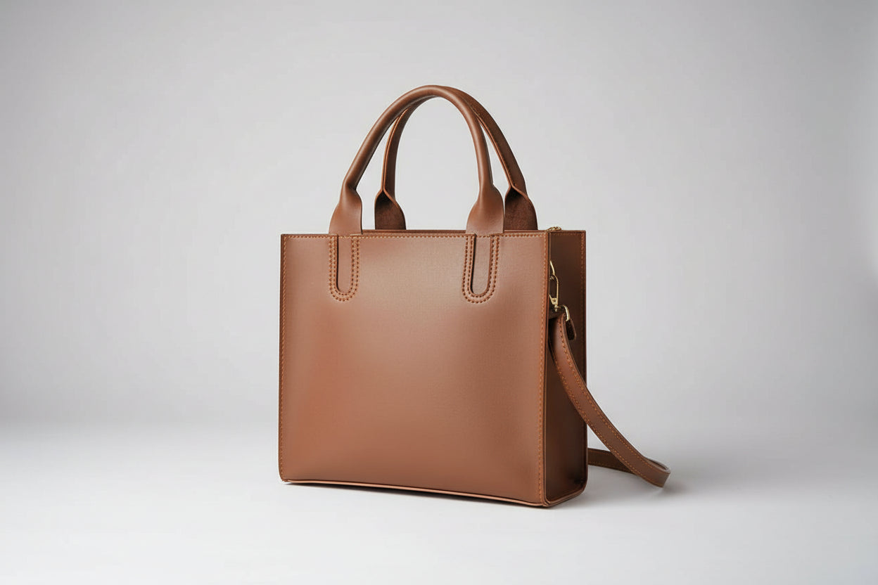 Blush Pink Structured Tote Bag (Top Handle + Detachable Strap)