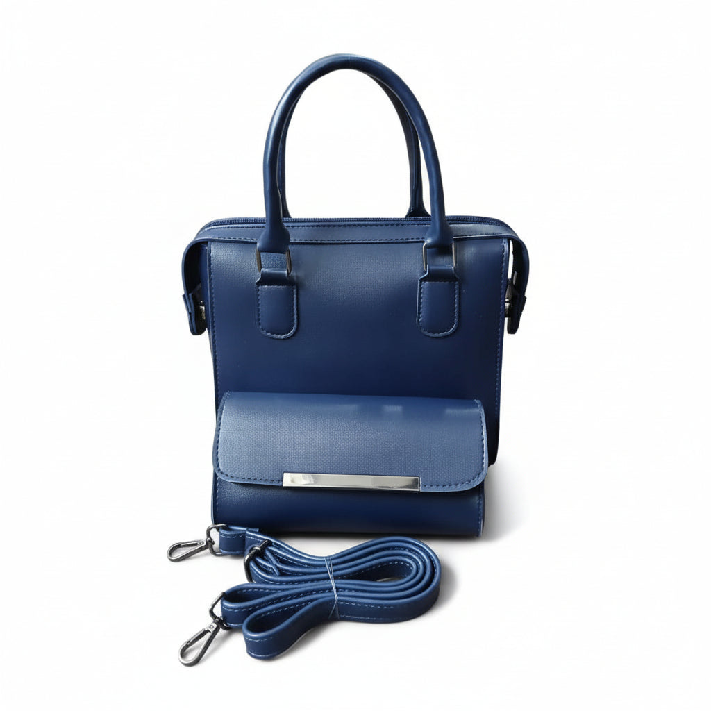 Beige 2-Piece Satchel Set (Handbag + Matching Wallet) with Detachable Strap