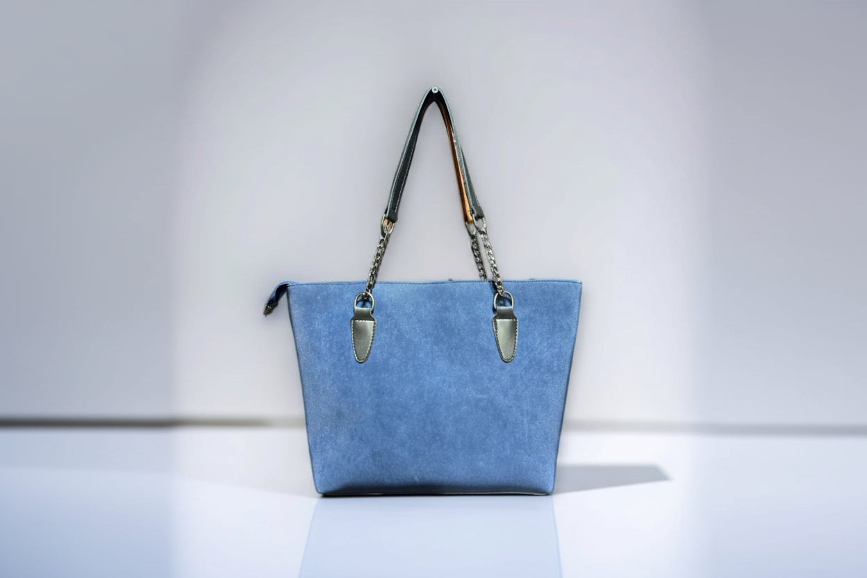 Cream Quilted Shoulder Tote Bag with Chain Strap (Tan Handle Detail)