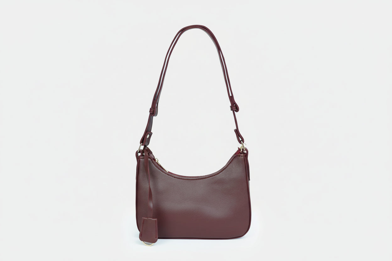 Maroon Minimalist Shoulder Bag (Adjustable Strap)