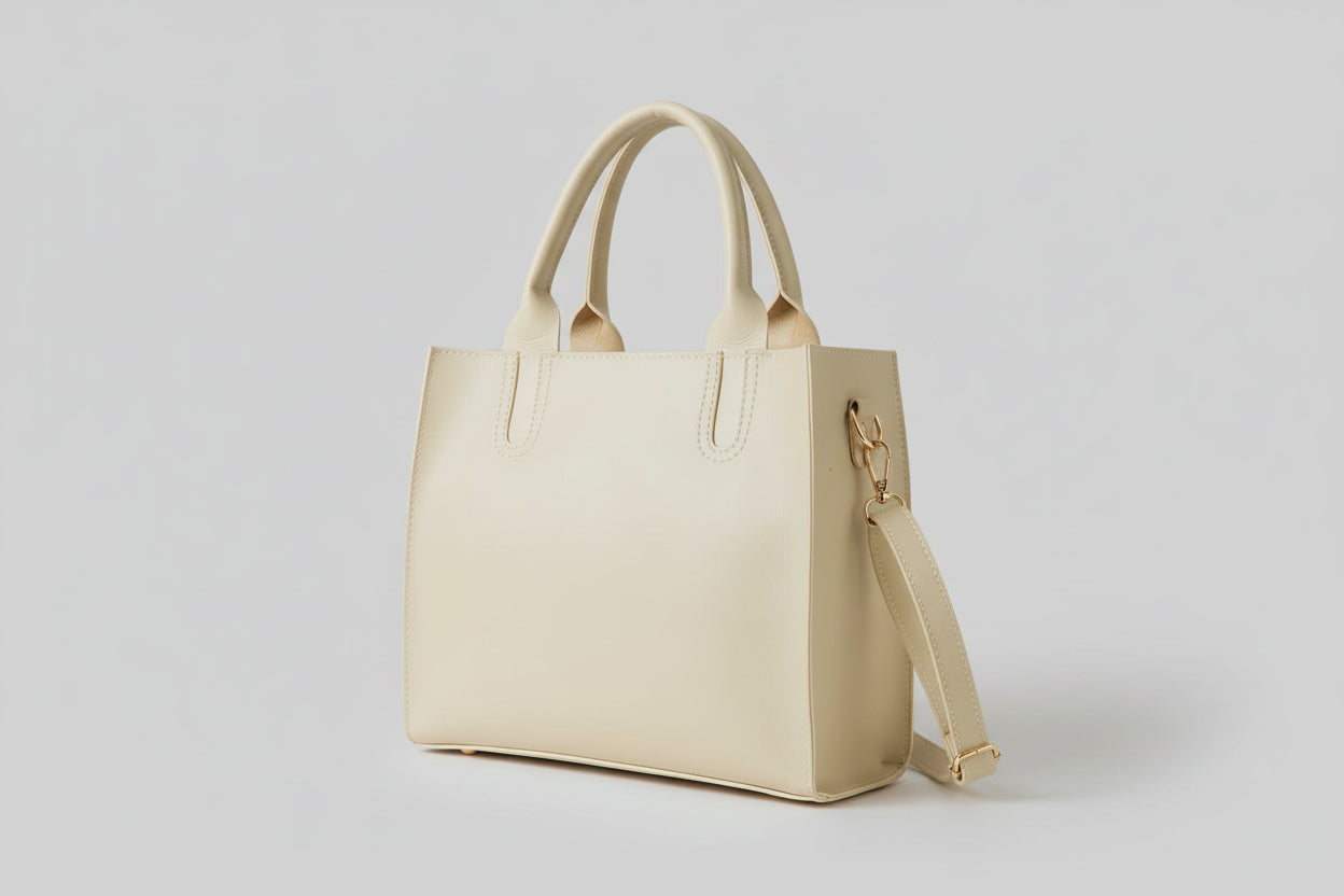 Blush Pink Structured Tote Bag (Top Handle + Detachable Strap)