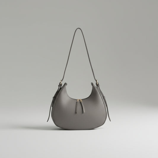 Blush Pink Crescent Shoulder Bag (Minimalist Zip Design)