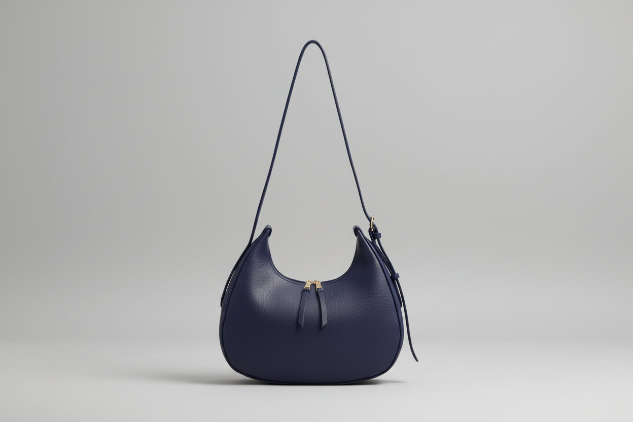 Blush Pink Crescent Shoulder Bag (Minimalist Zip Design)