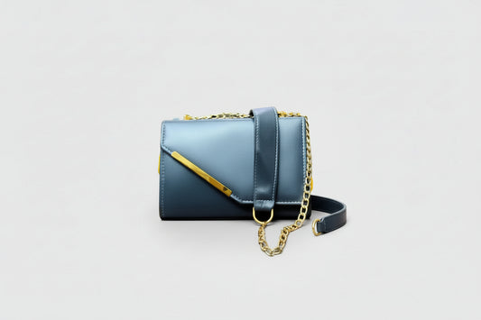 Black Chain Strap Crossbody Bag with Gold Bar Detail