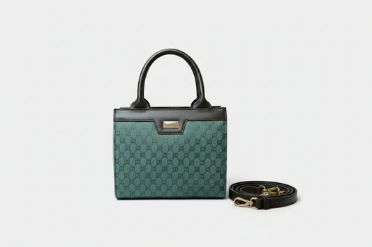Teal Monogram Mini Top-Handle Bag (With Detachable Strap)